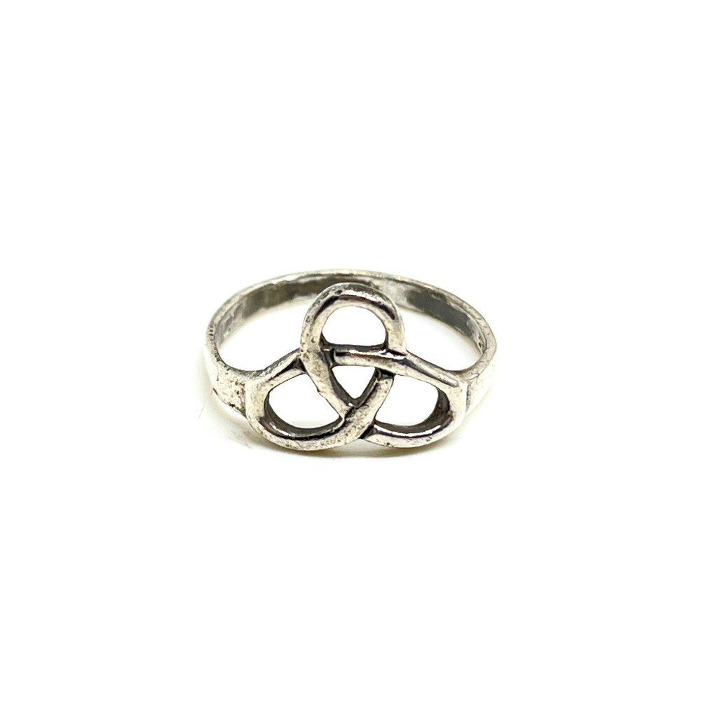 STERLING SILVER 925 CELTIC TRINITY KNOT RING SIZE 4.75 VINTAGE WORN PATINA